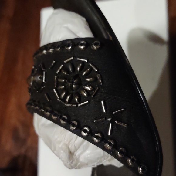 Nine West beaded black and silver heels, silk, 8.5 - Picture 7 of 14